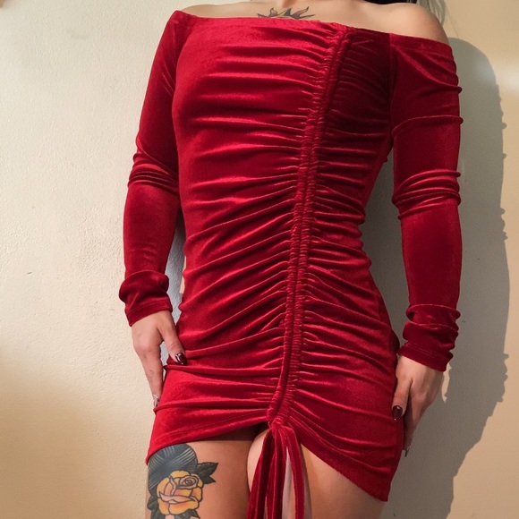 Red Velvet Mini Dress - Picture 1 of 3